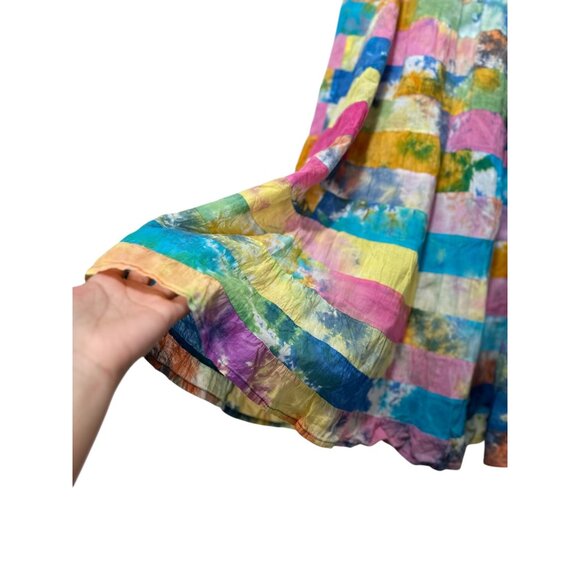 Serengeti Patchwork Tie Dye Maxi Skirt Womens XL Multicolor Boho Gypsy Festival - Picture 9 of 14